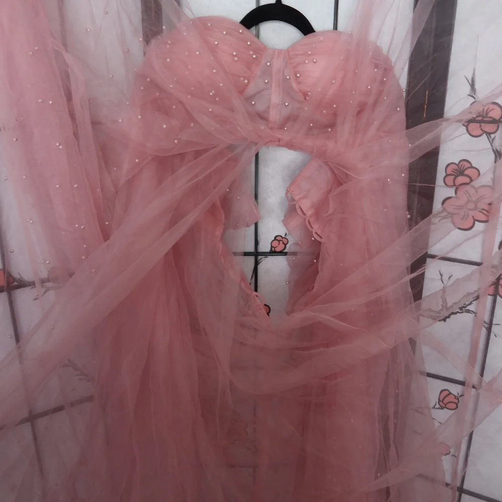 Flowy Pink Maternity Photo Shoot Dress Size XL - Picture 4 of 13